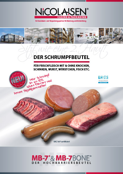 Produktflyer Hochbarrierebeutel MB-7 & MB-7 Bone Nicolaisen Casing & Packaging GmbH