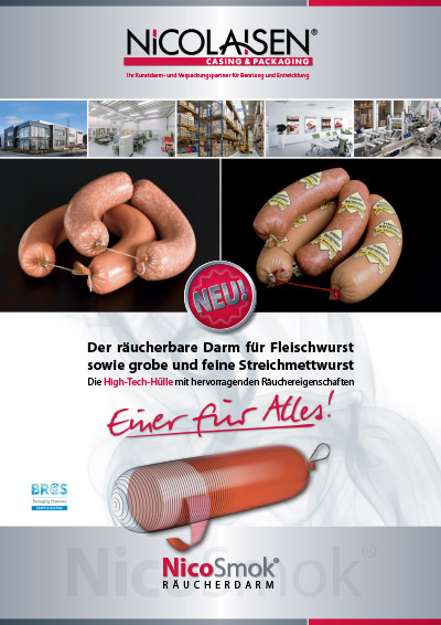 Produktflyer Räucherdarm NicoSmok Nicolaisen Casing & Packaging GmbH