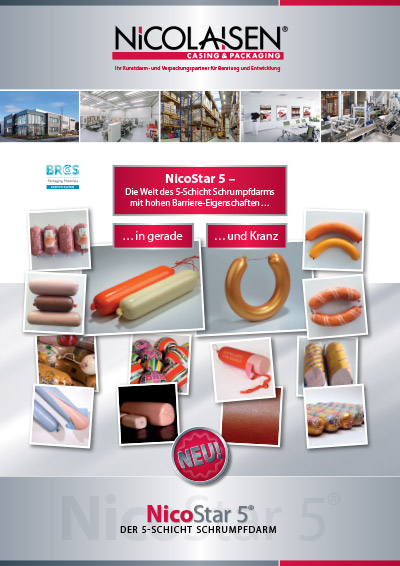 Produktflyer 5-Schicht Schrumpfdarm NicoStar 5 Nicolaisen Casing & Packaging GmbH